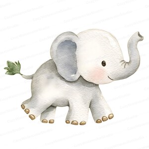 Baby Elephant Watercolor Clipart: Nursery Decor (JPG) - Etsy