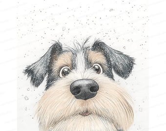 Watercolor Schnauzer Clipart Set: Dog Illustrations (JPG)