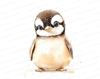 Watercolor Penguin Clipart: 10 JPG Images for DIY Crafts (Digital Download)