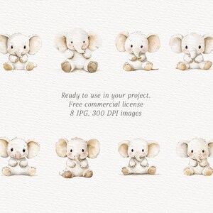 Watercolor Baby Elephant Clipart: Nursery Art (digital Download) - Etsy