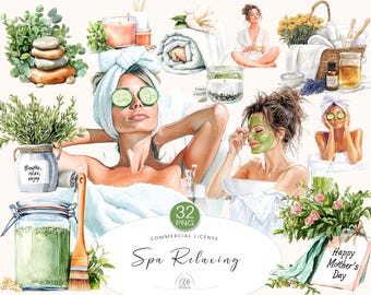 Spa Day PNG Clipart Set: Relaxing Wellness Graphics (Digital Download)
