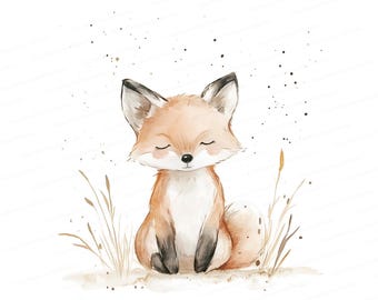 Watercolor Fox Clipart | Woodland Animal Art (Digital Download)