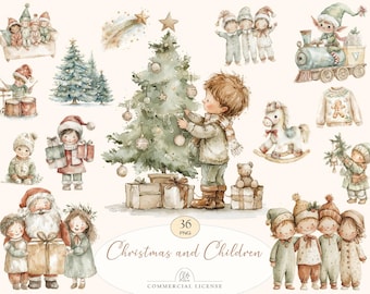 49 Cozy Pink Christmas Clipart | Watercolor Holiday PNG, Gnomes & Santa Illustrations