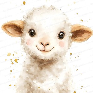 Watercolor Lamb Clipart Set: Baby Shower & Nursery Art (JPG Download) image 2