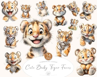 Tiger Cub Clipart | Jungle Animals, Safari Nursery Art (PNG Digital Download)