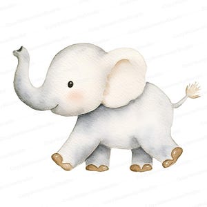 Baby Elephant Watercolor Clipart: Nursery Decor (JPG) - Etsy