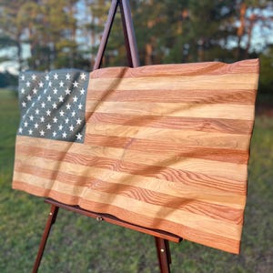 wavy wooden American flag