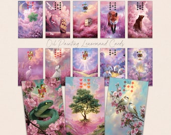 Karty Lenormand w Stylu Olejnym – 36 Cyfrowych Kart z 4 Rewersami (Do Druku w Domu)