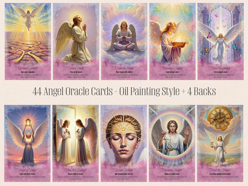 Oil Painting Angel Oracle Cards: 44 Printable Spiritual Deck (digital ...