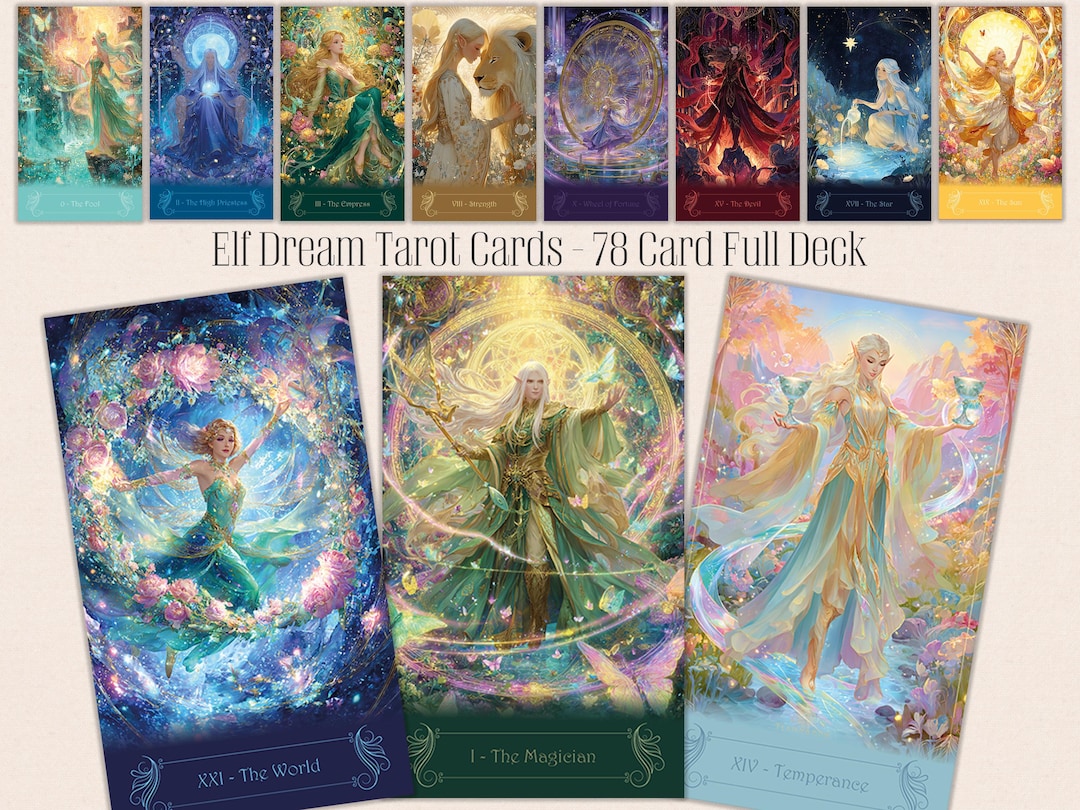 Elf Dream Tarot Deck – 78 Fantasy Cards Printable Mystic Divination Art ...