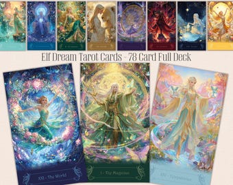 Elf Dream Tarot Deck – Pełny Zestaw 78 Kart Cyfrowych, Fantastyczne Karty Tarota Elfów, Tarot do Druku, Mistyczna Sztuka Dywinacji