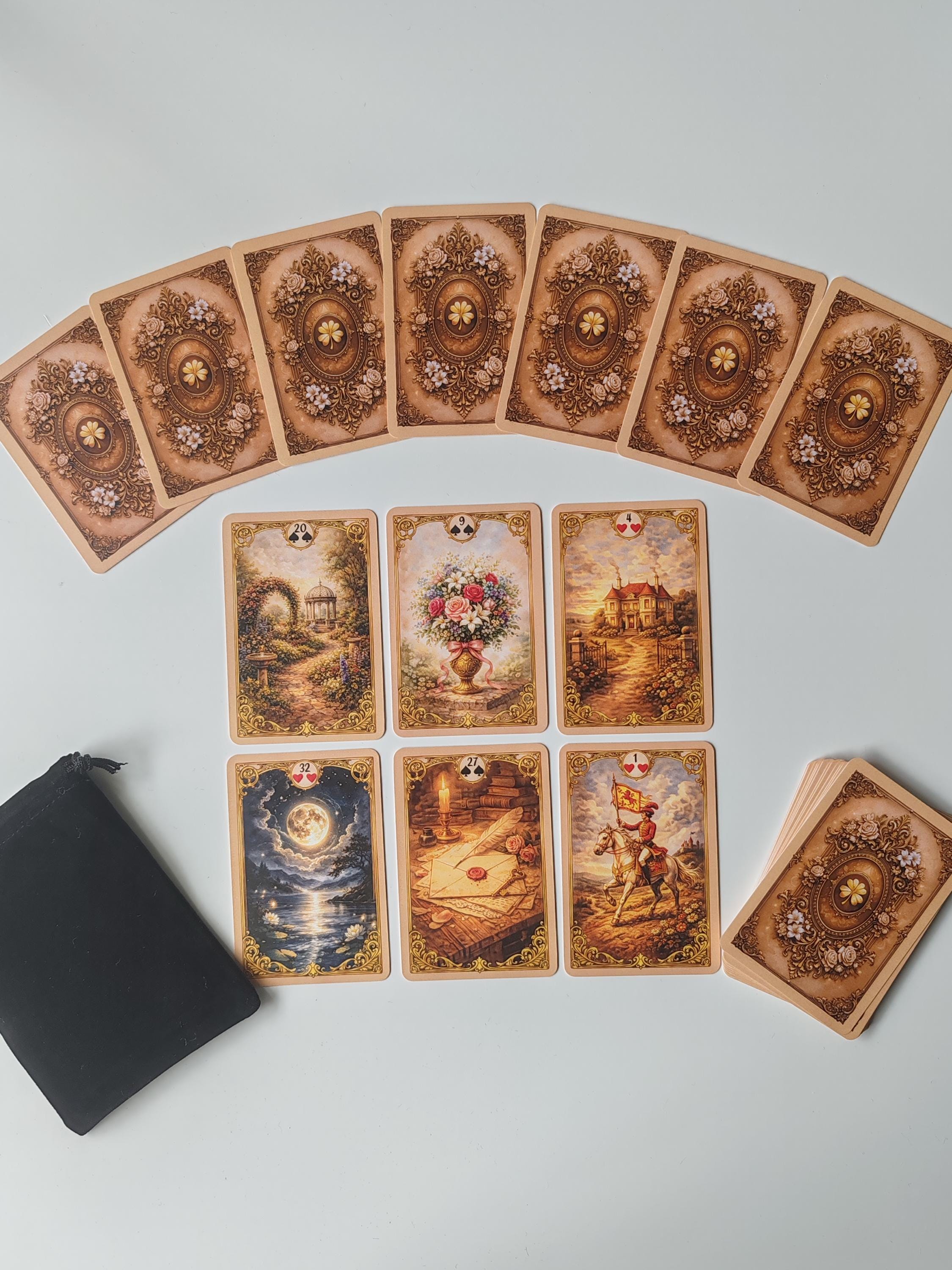 Vintage Lenormand Deck, Antique Oracle Cards, 36 Card Divination Set ...