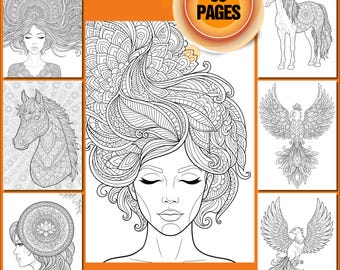 Detailed Coloring Pages for Adults: Animals, Portraits, Mandalas (PDF Download A4/US Letter)