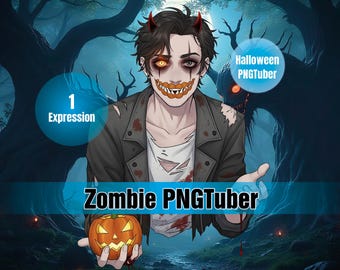 Halloween Zombie PNGTuber Avatar: Creepy VTuber Model (Digital Download)