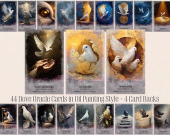 Dove Oracle Cards - 44 Card Deck, Oil Painting Style (Digital Download)