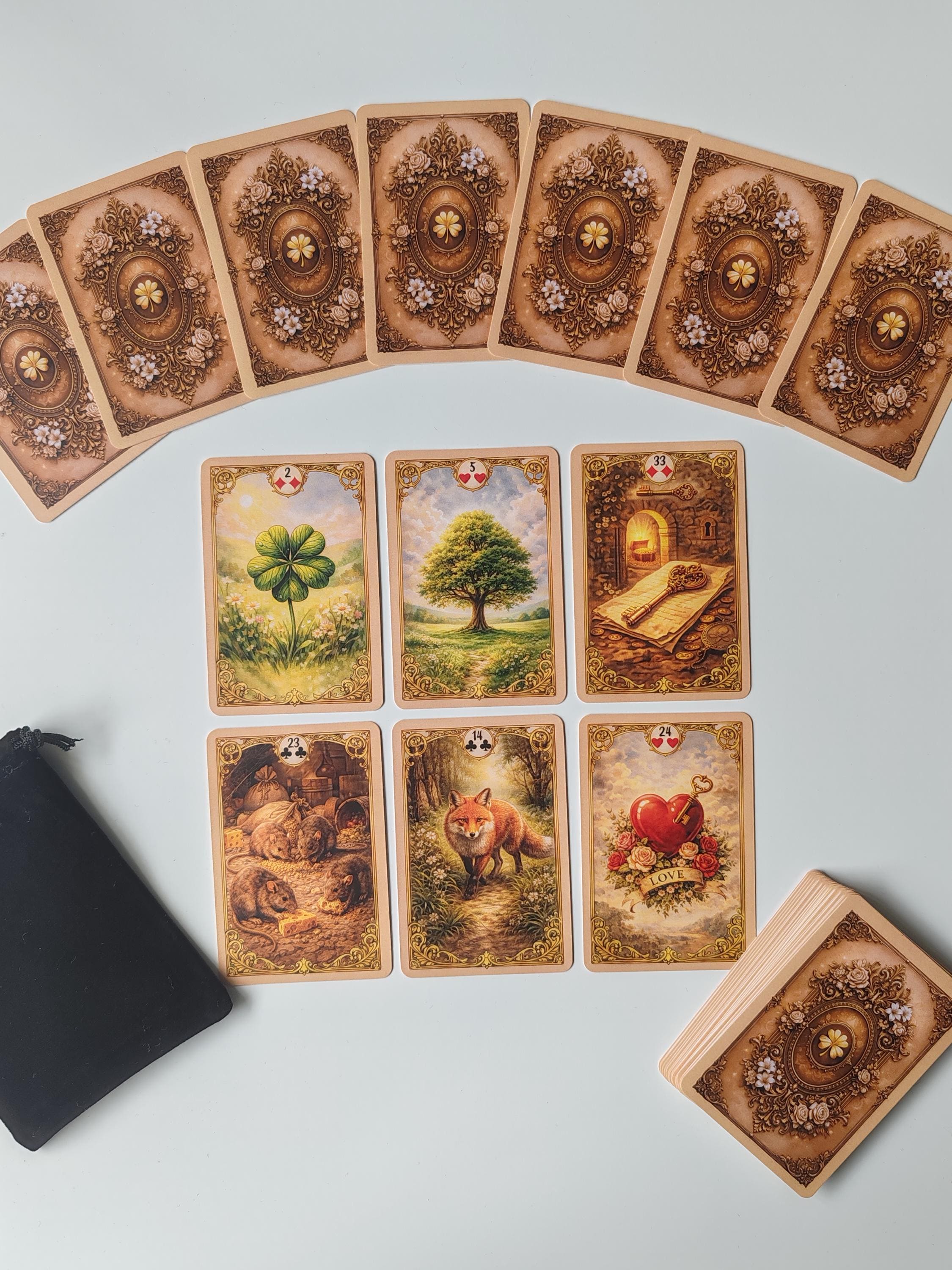 Vintage Lenormand Deck, Antique Oracle Cards, 36 Card Divination Set ...