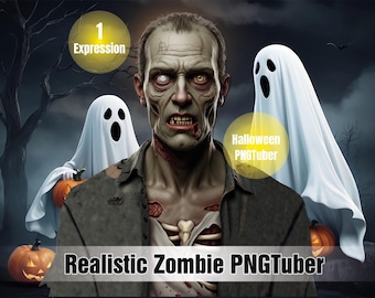 Realistic Zombie PNGTuber / Vtuber Avatar Pack | Horror Stream Overlay | Scary Twitch Discord Reactive PNG