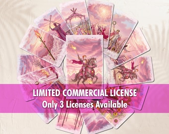 Komercyjna Licencja na Talię Tarota – Różowe Karty Tarota w Stylu Malarstwa Olejnego – Ograniczona Licencja na Sprzedaż Fizycznych Kart