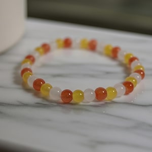 Braccialetto di perline Candy Corn: arancione, bianco e giallo - Gioielli autunnali