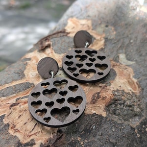 Handcrafted Wooden Dangle Earrings: Laser-Cut Floral Design