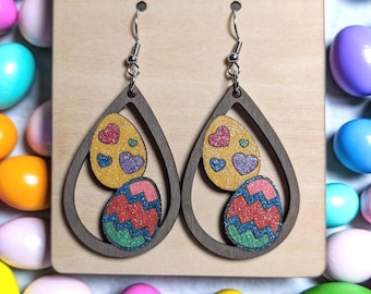 Easter Egg Teardrop Earring SVG - Digital Laser File for Xcs, Dxf, and Wws