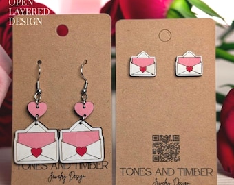 Love Letter Earrings SVG Bundle – Heart Envelope Valentine Laser Cut File