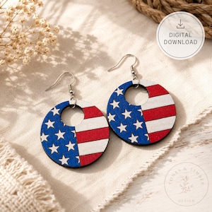 American Flag Earrings SVG – Patriotic Wood Earring Laser Cut File