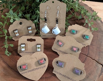 Coffee Cup Earrings | Mug, To-Go & Dangle Styles | For Coffee Lovers | Barista Jewelry Set