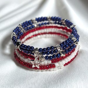 Pulsera envolvente roja, blanca y azul: regalo de joyería para el 4 de julio y el Día de los Caídos
