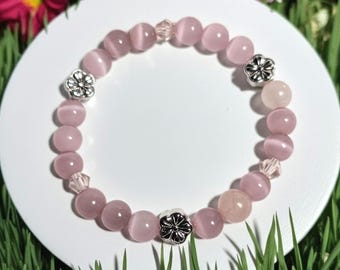 Pink Beaded Bracelet for Her - Dainty Blush Jewelry - Minimalist Birthday Gift