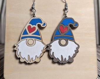 Heart Gnome Earrings SVG | Laser Cut File | Glowforge xTool Cricut Wecreat
