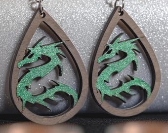 Dragon Teardrop Earrings SVG | Laser Cut File, Glowforge xTool