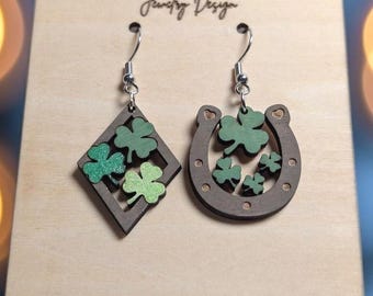 Shamrock Earrings SVG Bundle | St Patrick's Day Laser Earrings | Clover File | Glowforge xTool WeCreat