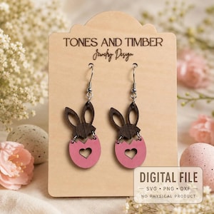Easter Bunny Dangle Earrings Laser File | xTool Glowforge SVG | Cut File