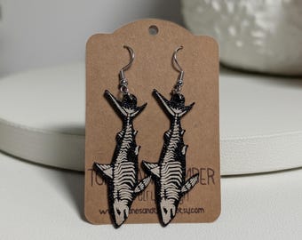 Shark Skeleton Dangle Earrings
