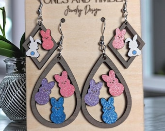 Peep Bunny Laser Cut Earring SVG Files – Spring Easter Jewelry Designs (Digital Download)