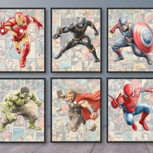Superheroes Wall Art, Kids Room Decor, Wall Decor, Game Room Decor, Printable, Digital Download