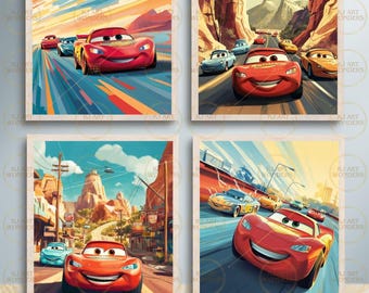 Láminas de acuarela de Rayo McQueen: Set de pósteres de la película Cars (Descarga digital)