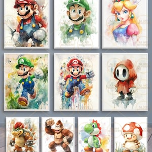 Super Mario Bros Wall Prints, Mario, Gaming, Digital Download