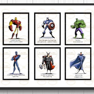Superheroes Wall Art, Kids Room Decor, Wall Decor, Game Room Decor, Printable, Digital Download