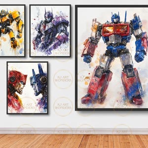 Stampe ad acquerello dei Transformers: Prime, Bumblebee, Megatron (set di 4) (download digitale)