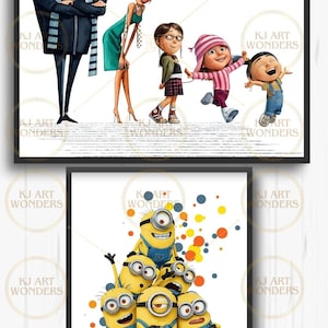 Despicable Me Wall Art, Wall Prints, Minions, Kids Room Decor, Watercolor, Digital Download