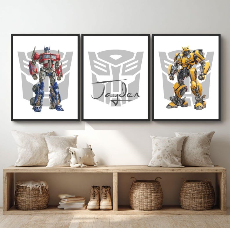 Custom Name Wall Art, Transformers Inspired, Kids Room Decor Digital ...