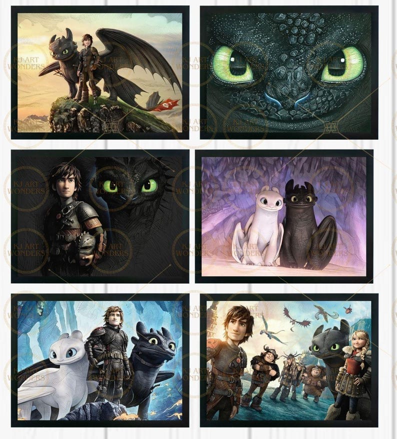 Impresiones de pared de fantasía con arte digital de dragón animado entrena a tu dragón imagen 1