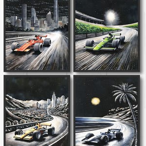 Race Cars Wall Prints, Formula 1 cars, F1 Cars, Wall Art, Wall Decor, Digital Download