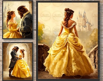 Beauty and the Beast Wall Art, Nursery Decor, Fairy tale, Vintage, Playroom, Wall Art, Wall Decor, Digital Download