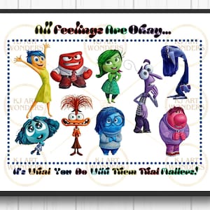 Inside Out Emotional Art Prints, Feelings, Emotions, Wall Art, Wall Decor, Wall Prints, Watercolor, Digital Download