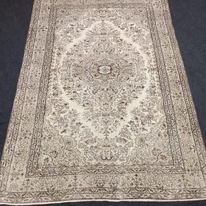 Vintage Turkish Oushak Rug: 6x9 Wool Flat Weave, Faded Area Rug
