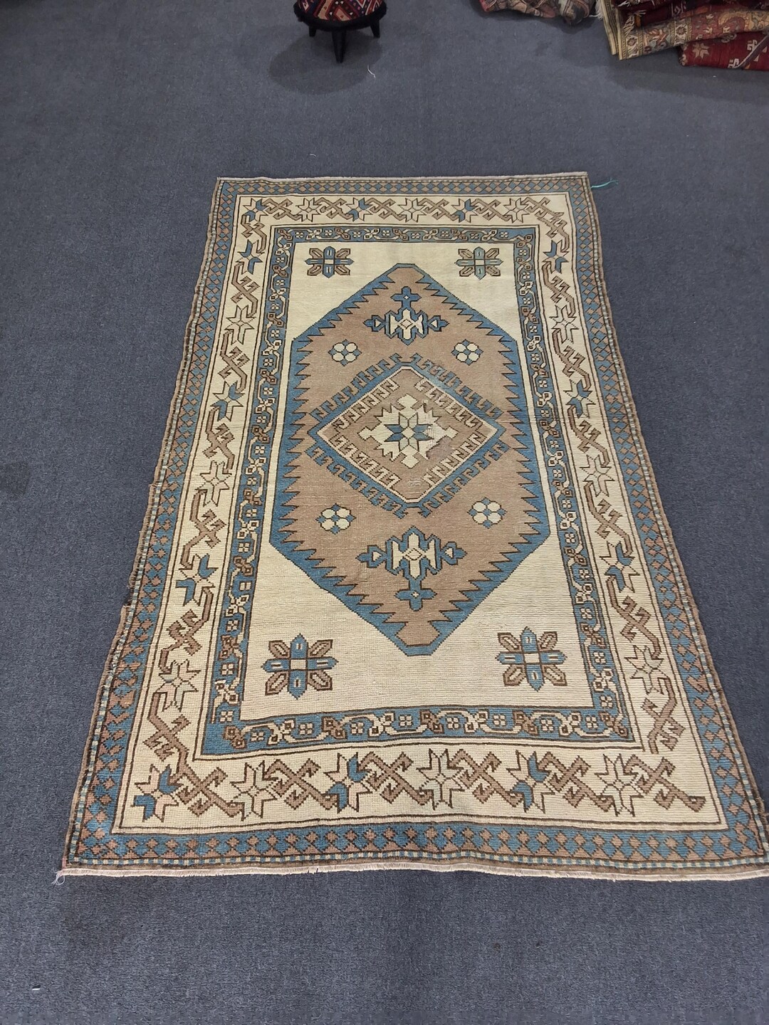 Handmade Wool Rug, Vintage Turkish 4x8 Ft Bedroom or Kitchen Boho Home ...