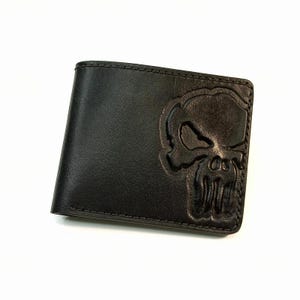 Cartera minimalista de cuero negro – Edición Urban Warrior, cartera de cuero negro para hombre, delgada, plegable, hecha a mano, estilo urbano.